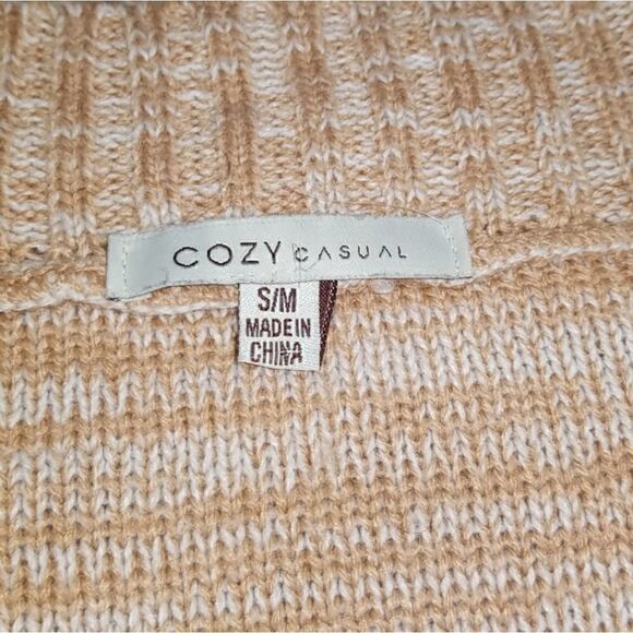 COZY Casual Marled Orange Knit Lace Up Comfy Casual Boho Chic Loose Fit Sweater - Picture 3 of 4